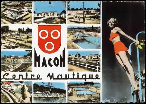 CPA Macon Mâcon Mehrbild Stadtansichten Frau im Badeanzug 1961