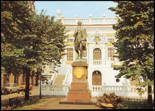 Ansichtskarte Leipzig Goethe-Denkmal, Alte Handelsbörse am Naschmarkt 1980