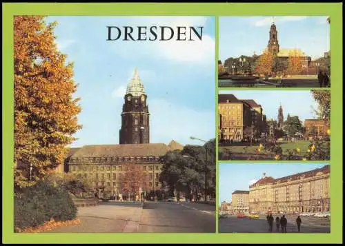 Ansichtskarte Innere Altstadt-Dresden Neues Rathaus und Altmarkt DDR 1981