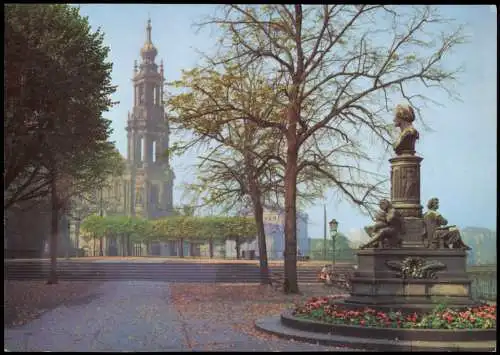 Dresden Brühlsche Terrasse mit Hofkirche 1980