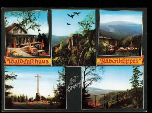 Bad Harzburg Rabenklippen mit Waldgasthaus, Kreuz und Harzlandschaft 1972