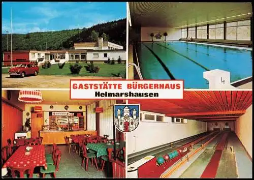 Helmarshausen Bad Karlshafen Gaststätte Bürgerhaus Schwimmbad Kegelbahn 1975