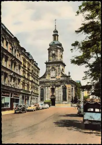 Ansichtskarte Saarbrücken Kirche St. Johann, alte Autos, Geschäft 1962