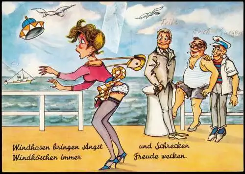 Scherzkarte Humor-Karte, Windhosen bringen Angst und Schrecken 1992
