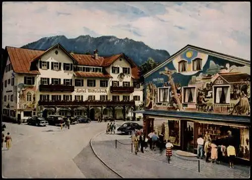 Ansichtskarte Oberammergau Hotel Wittelsbach u. Fresko Das Gelübde 1976