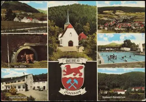 Spessart (Allgemein) Spessart 6465 BIEBER (Mehrbild-AK u.a. Freibad uvm.) 1973