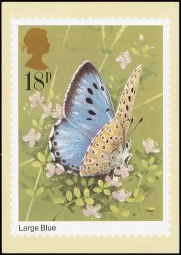 Butterflies (Large Blue) Schmetterling England Künstlerkarte 1981