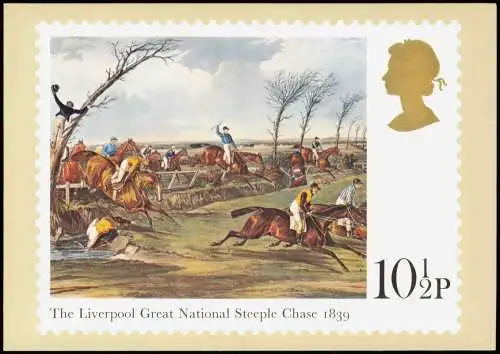 Horse Racing (The Liverpool Great National Steeplechase anno 1839) England Künstlerkarte 1979
