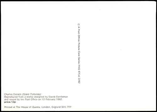 Tiere Schildkröte England Stamp with Charles Darwin (Giant Tortoises) 1982