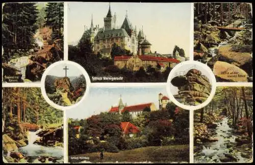 Ansichtskarte Wernigerode MB: Steinerne Renne Schloß Ilsefälle 1914