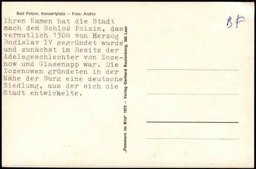 Postcard Bad Polzin Połczyn Zdrój Konzertplatz 1968