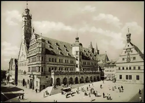 Rothenburg ob der Tauber Rathaus Town Hall mit Markt Fotokarte 1968