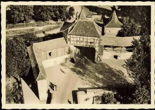 Rothenburg ob der Tauber Blick vom Röderturm auf die Bastei 1962