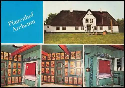 Ansichtskarte Sylt Archsum Pfauenhof mit Innenansichten 1972