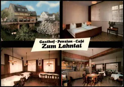 Aumenau-Villmar Mehrbildkarte Gasthof Pension Café Zum Lahntal 1970