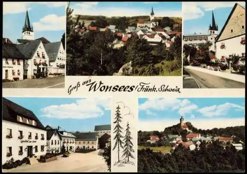 Ansichtskarte Wonsees Mehrbildkarte Ortsansichten mit Gasthof Zur Traube 1973