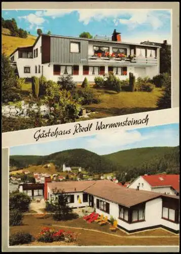 Warmensteinach 2-Bild-Karte Gästehaus Riedl im Fichtelgebirge 1976