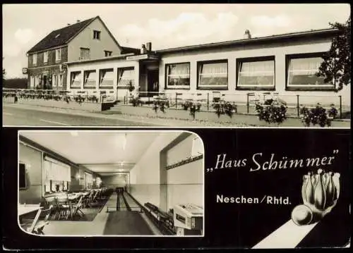 Ansichtskarte Neschen-Odenthal Haus Schümmer mit Bundeskegelbahn 1970