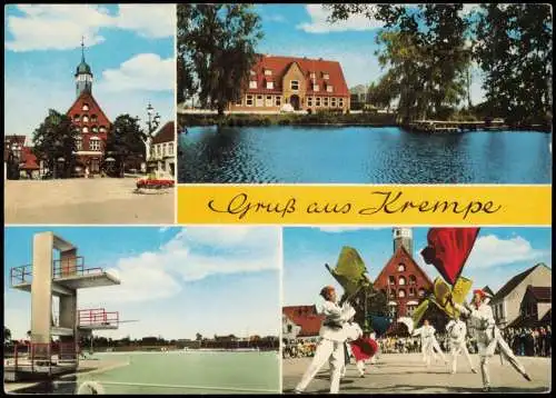 Krempe (Kr. Steinburg) Stadtansichten, Sprungturm, Festumzug 1970