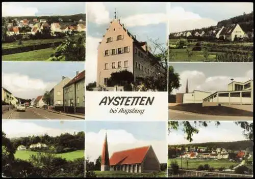 Ansichtskarte Aystetten Mehrbildansicht, Straße, Kirche, Häuser 1970
