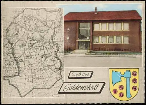 Ansichtskarte Goldenstedt (Kr. Vechta) Rathaus, Karte, Wappen 1978