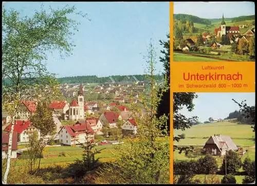 Unterkirnach Blick über den Ort mit Kirche und Wohnhäusern 1970