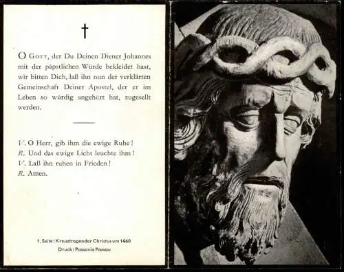 Geistliche Kirche Religion Papst Johannes XXIII Sterbeblatt 1963