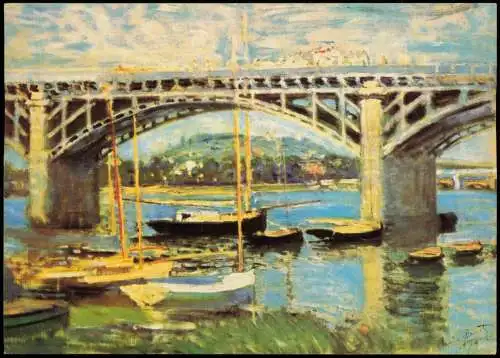 Künstlerkarte: Gemälde CLAUDE MONET 1840-1926 Seinebrücke von Argenteuil 1979