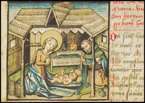 Ansichtskarte  Weihnachten Christmas Geburt Christi Handschrift 1988