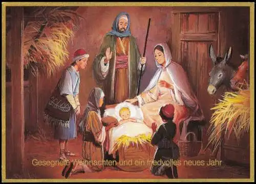 Ansichtskarte  Weihnachten Christmas Künstlerkarte Jesus Maria 1992 Gold