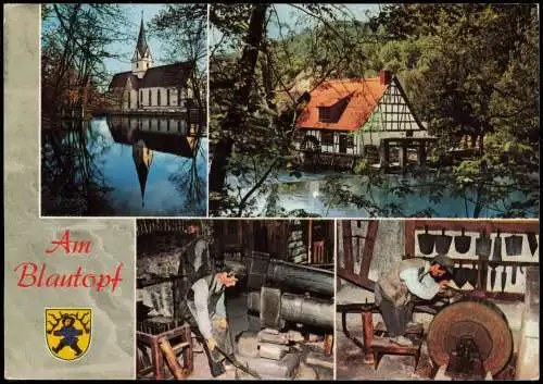 Ansichtskarte Blaubeuren Blautopf und historische Hammerschmiede 1978