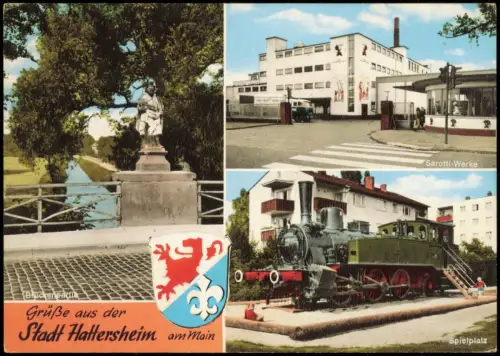 Hattersheim am Main Brückenpartie, Sarotti-Werke, Spielplatz mit Lokomotive 1961