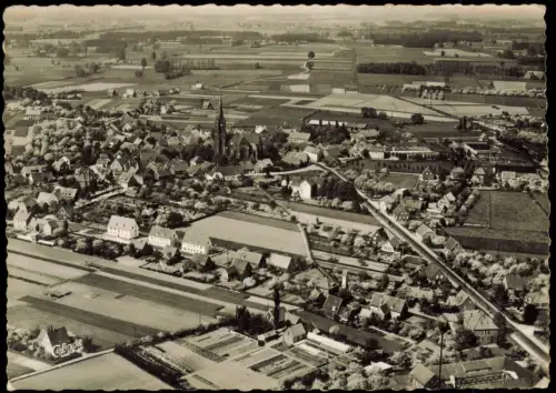 Weseke-Borken (Westfalen) Luftaufnahme Dorfansicht Kirche, Feldern  Wiesen 1959
