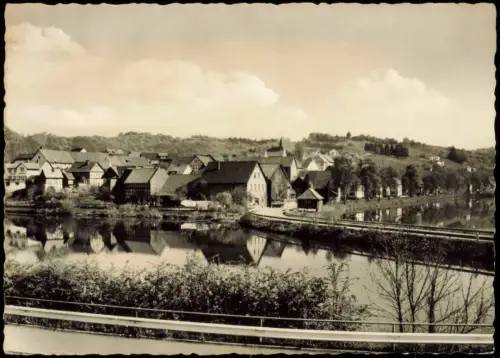 Ansichtskarte Nieder-Werbe-Waldeck (am Edersee) Dorfansicht mit Fluss 1974