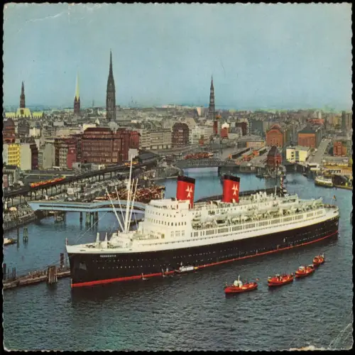 Ansichtskarte Hamburg Passagier-Schnelldampfer Hanseatic Hafen 1961