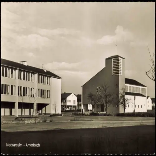 Ansichtskarte Amorbach-Neckarsulm Kirche und Gebäude in Amorbach 1966