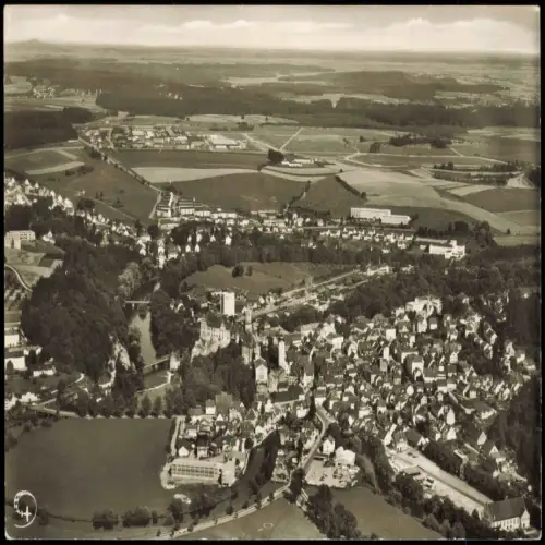Ansichtskarte Sigmaringen Luftbild der Stadt mit Schloss 1964