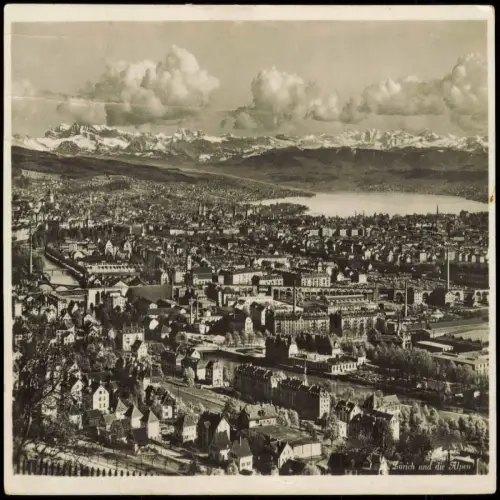 Ansichtskarte Zürich Panorama von Zürich mit Alpen im Hintergrund 1931