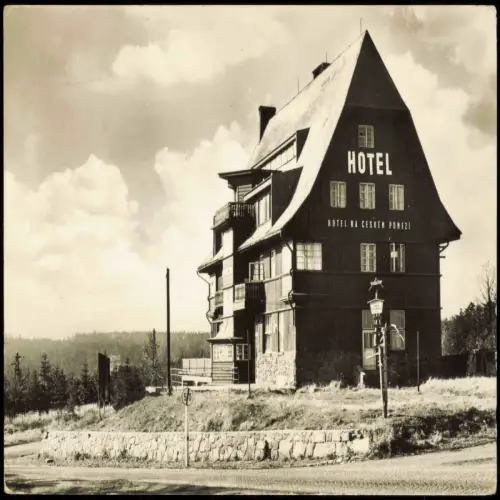Postcard Vorderzinnwald Přední Cínovec Hotel am Waldrand 1965