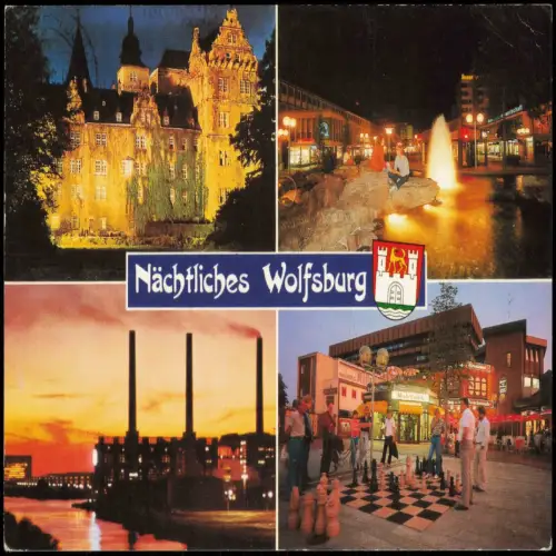 Ansichtskarte Wolfsburg Nächtliches Wolfsburg (Mehrbildkarte) 1983