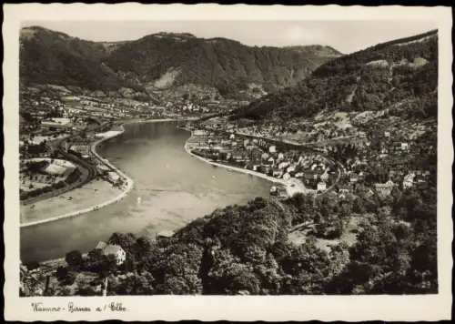 Birnai a.d. Elbe-Aussig Brná nad Labem Ústí nad Labem Luftbild mit Elbe 1939