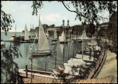 Ansichtskarte Friedrichshafen Yachthafen und Schlosskirche 1950