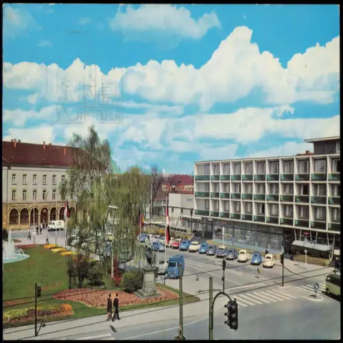 Ansichtskarte Reutlingen Friedrich-List-Platz mit Bahnhof und Parkhotel 1963