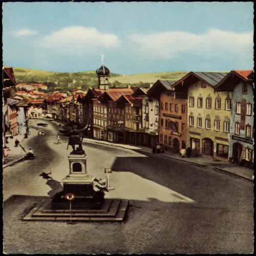 Ansichtskarte Bad Tölz Marktstraße mit Winzerer-Denkmal 1965