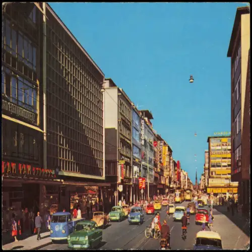 Ansichtskarte Karlsruhe Kaiserstraße Geschäftsstraße Autos Verkehr 1961
