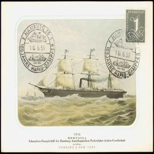 BORUSSIA Schrauben-Dampfschiff der Hamburg-Amerikanischen Packetfahrt 1956