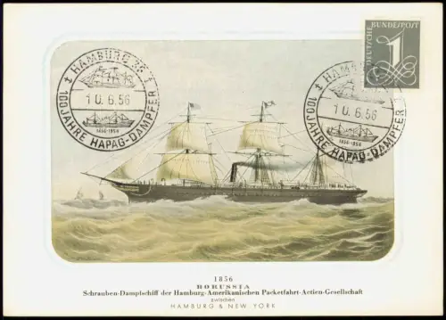 BORUSSIA Schrauben-Dampfschiff der Hamburg-Amerikanischen Packetfahrt 1956