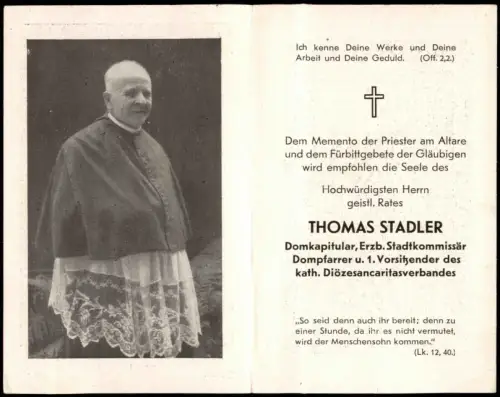 Dompfarrer Thomas Stadler Portrait Geistliche - Kirche Religion 1965