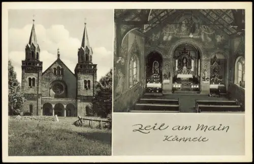 Ansichtskarte Zeil am Main 2 Bild Käpelle mit Altar 1959