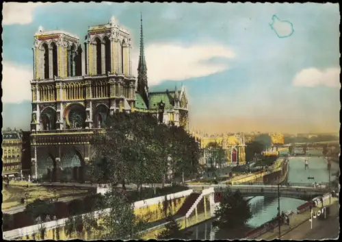 CPA Paris Kathedrale Notre-Dame de Paris Colorfotokarte 1950